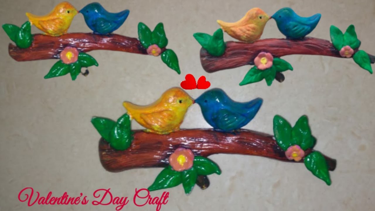 Valentine's Day Craft.Couple Birds Making.Fridge Magnet Making