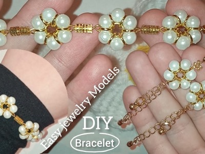 Very Easy to Make White pearl bracelet and earring making. Lbeads Ring Bracelet and earring making