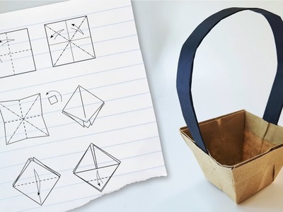 3d Paper basket. How to make Easy Origami Paper Crafts