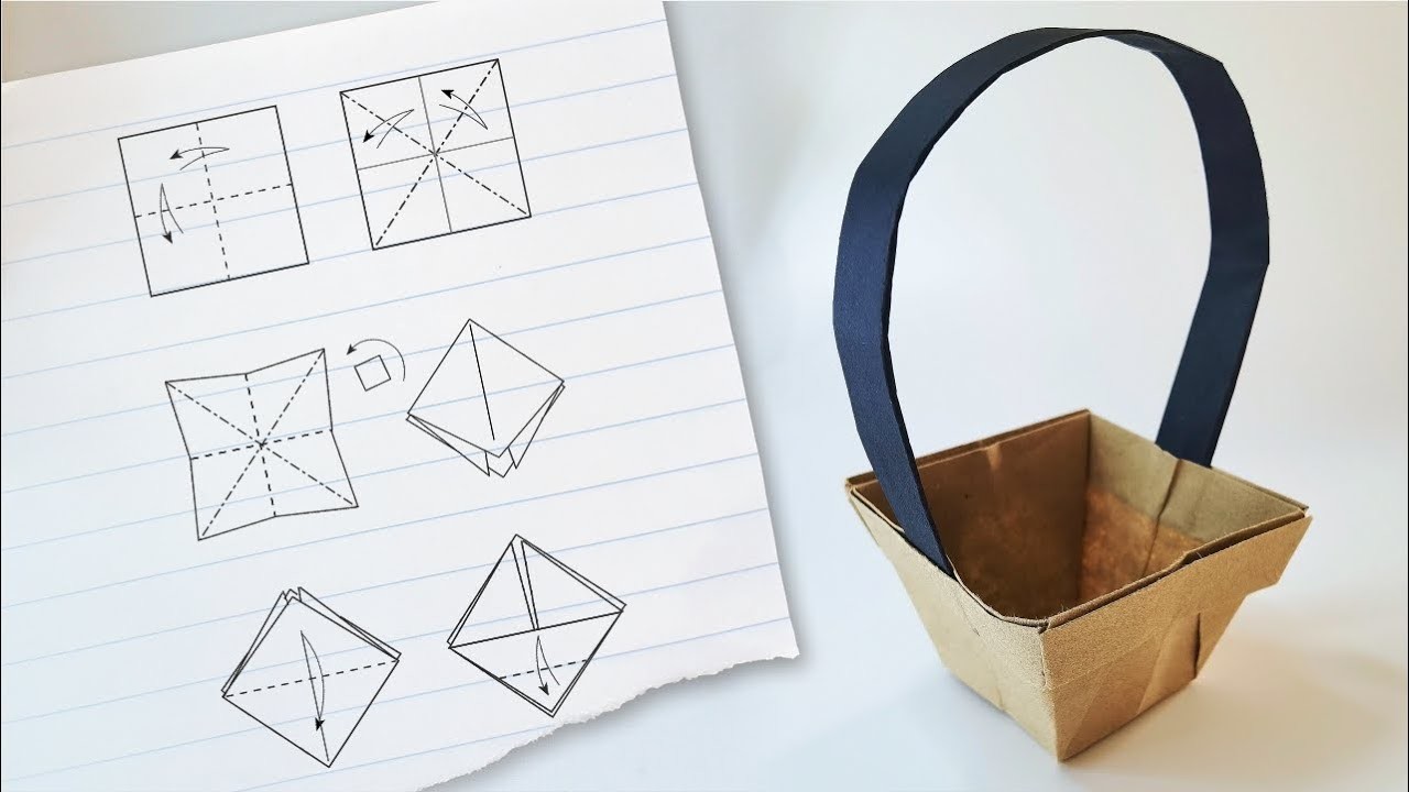 3d Paper basket. How to make Easy Origami Paper Crafts