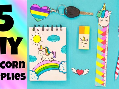 5 DIY unicorn school supplies | How to make unicorn school supplies with paper.