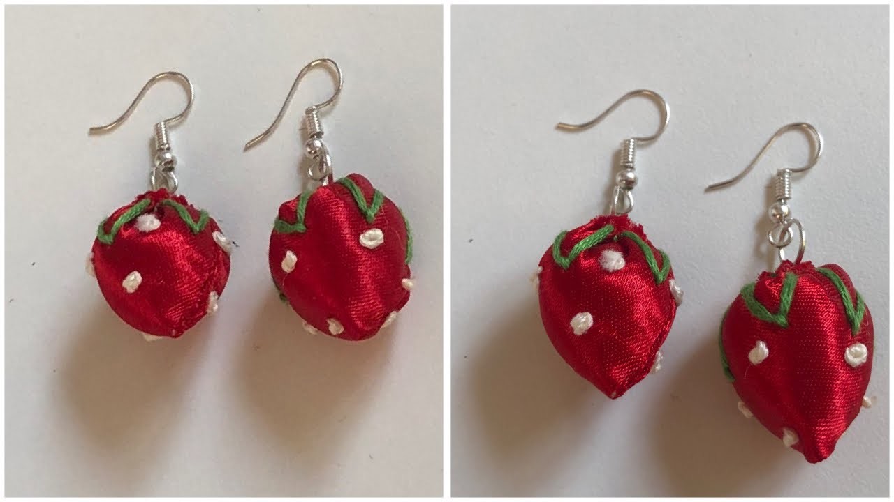 Amazing and beautiful earrings with new trick. hand made strawberry earrings