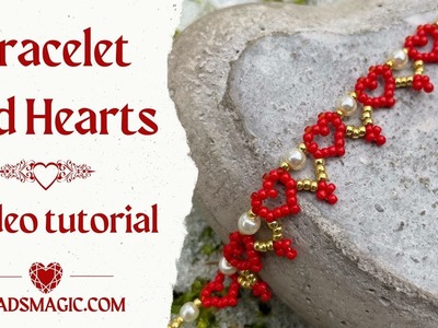 Beaded bracelet tutorial. Beaded heart tutorial. DIY bracelet. DIY jewelry. Valentine´s day tutorial