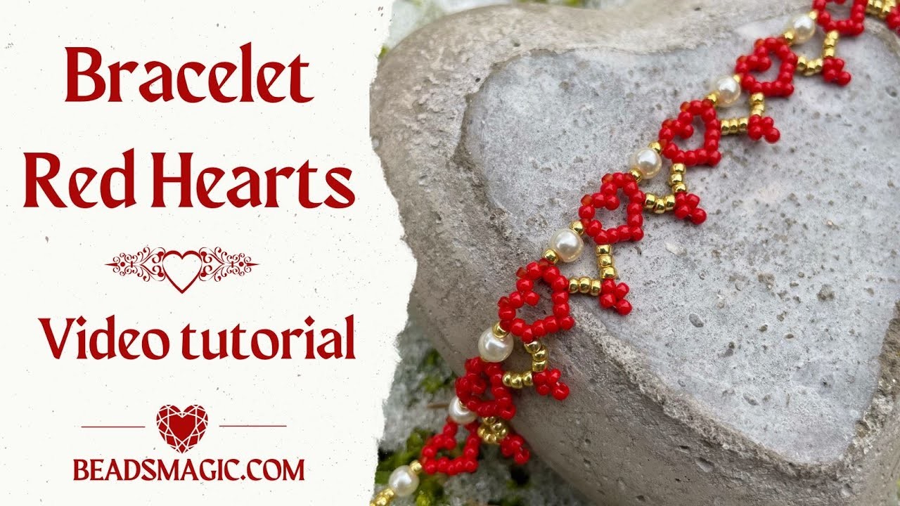 Beaded bracelet tutorial. Beaded heart tutorial. DIY bracelet. DIY jewelry. Valentine´s day tutorial