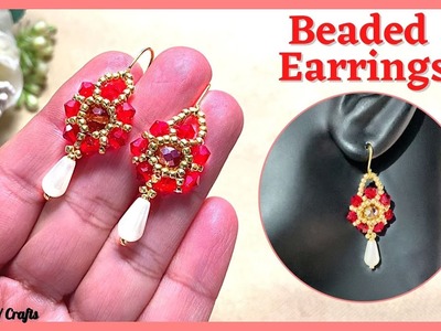 Beaded Earrings Elegant Pattern | How to Make Beaded Jewelry | DIY Beading Tutorial