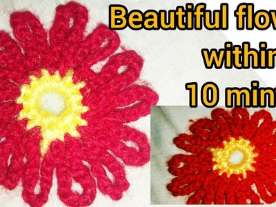 Beautiful flower design with crochet within 10 min.