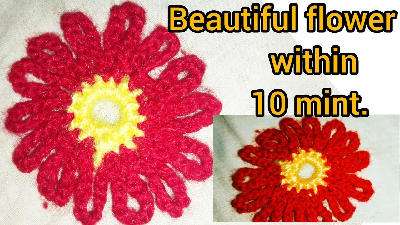 Beautiful flower design with crochet within 10 min.