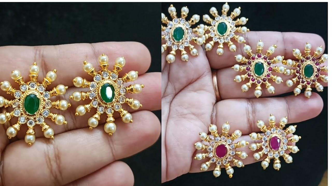 Beautiful pearl sun earrings.  whatsapp no 9886568940.