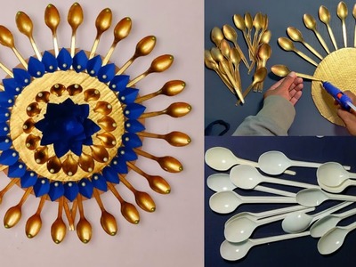 Beautiful Wall Hanging Craft Using Plastic Spoons. Paper Craft For Home Decoration.Diy Wall Decor