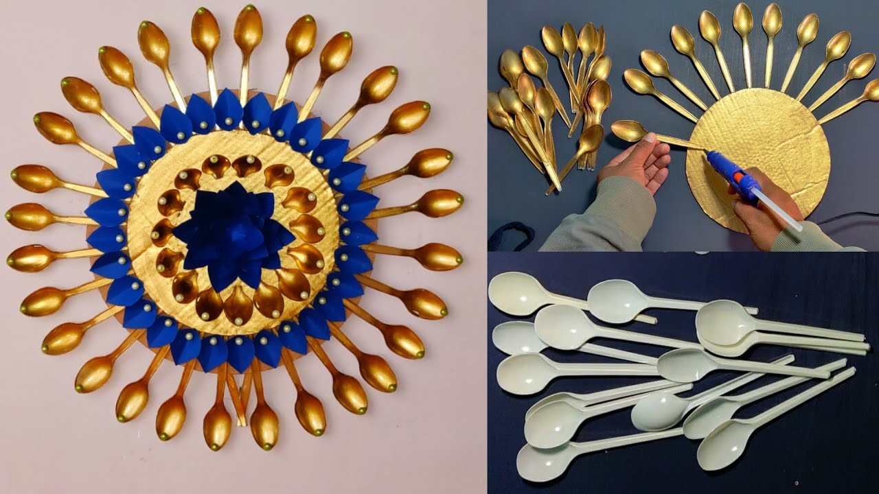 Beautiful Wall Hanging Craft Using Plastic Spoons. Paper Craft For Home Decoration.Diy Wall Decor