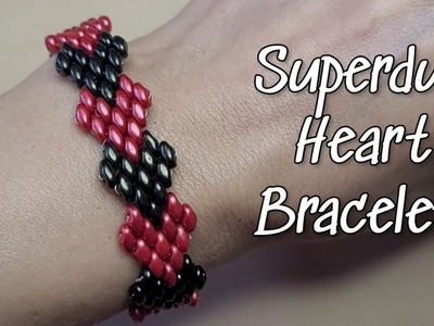 DIY Beaded Superduo Heart Bracelet ♥️ Valentine's day gift idea ♥️♥️♥️