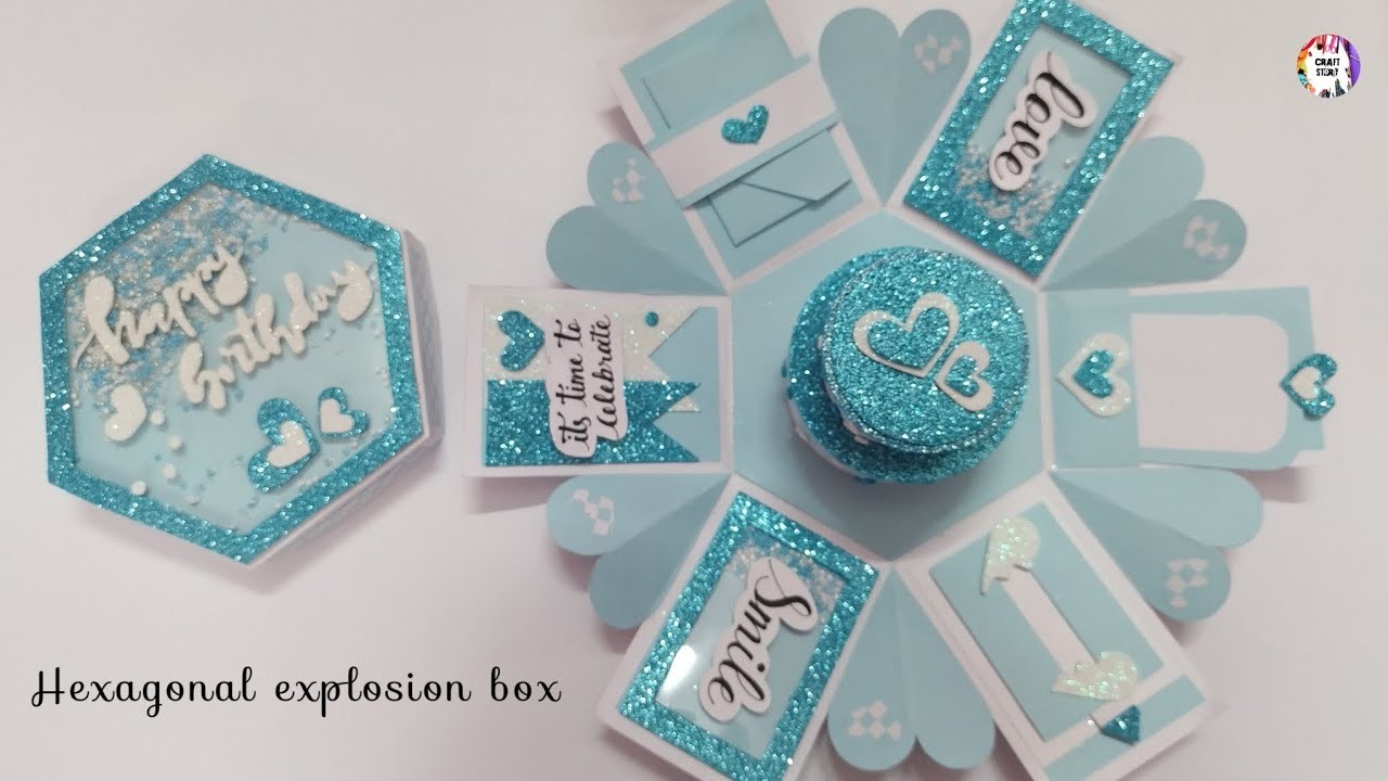 DIY Hexagon explosion box | Special handmade cake explosion box | Love birthday explosion box