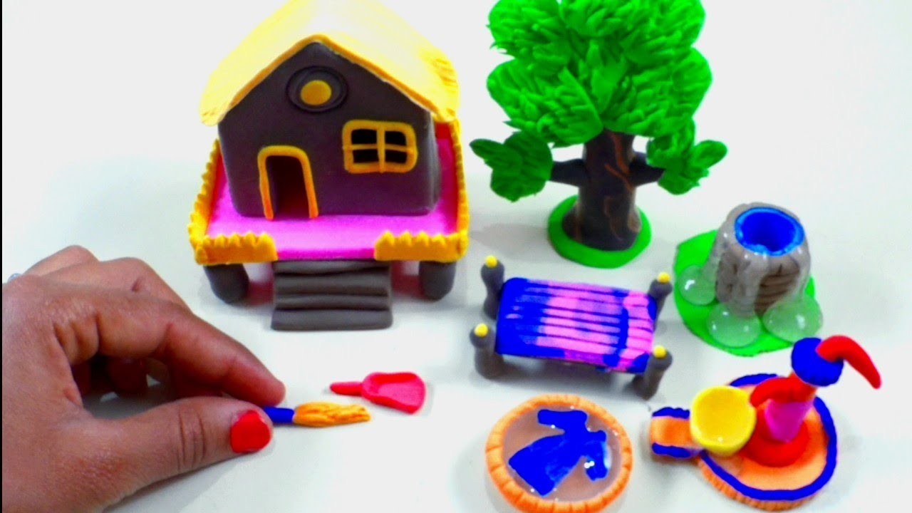 DIY How to make polymer clay miniature Home ,Tree , palang , Clothes, etc.
