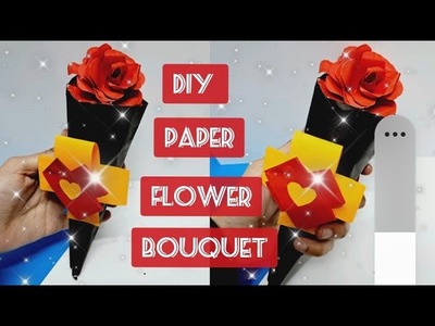 Diy paper single flower bouquet ????|how to make flower bouquet with paper easy|My handmade crafts