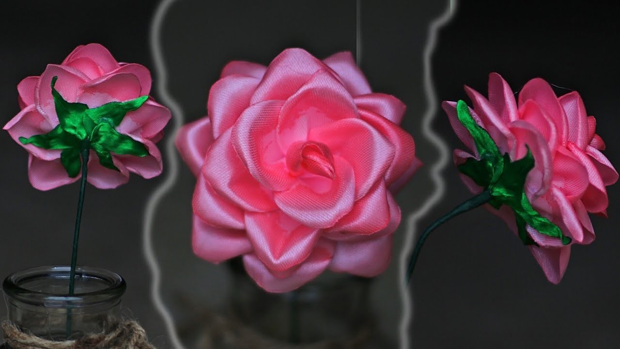 DIY Ribbon Rose Flower | How to make ribbon satin rose | Ribbon Flower Making | DIY VALENTINE DAY