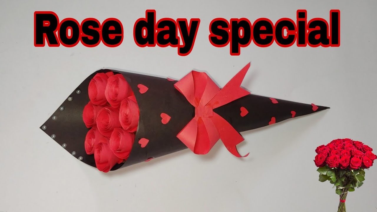 DIY Rose day craft.Valentines day craft.Paper Rose Flower bouquet.Rose day special#roseday #diy