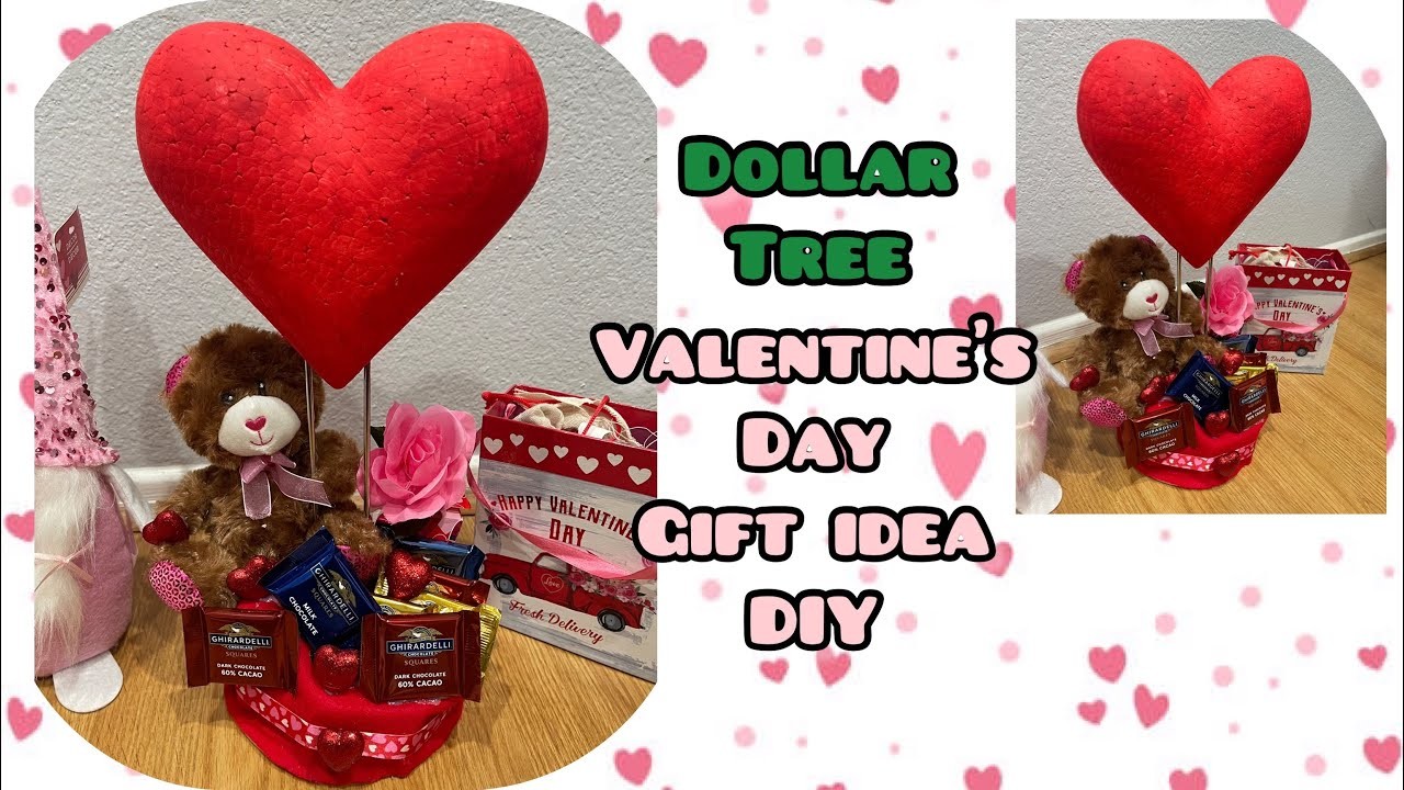 Dollar Tree Teddy Bear Valentine’s gift idea DIY Valentines Day decor | centerpiece ideas