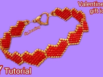 ❤Heart bracelet.Valentine's Day gift idea.Lovely hearts jewelry.Brick stitch bracelet.Diy Beading