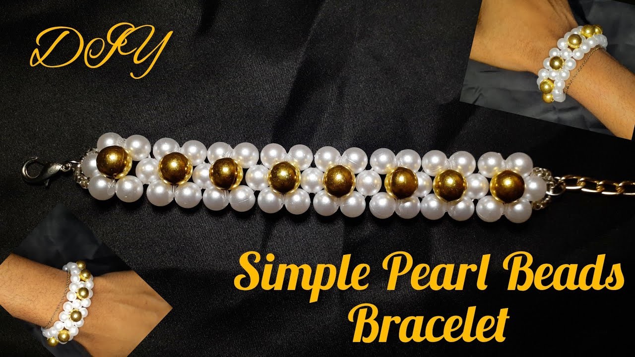 How to make a beaded Pearl flower bracelet. Fast and easy beginner diy project. perfect gift