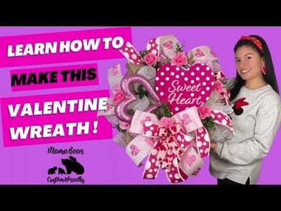 How To Make A Valentine Wreath | DIY Valentine's Day Wreath Tutorial | DIY Heart Wreath | Deco Mesh