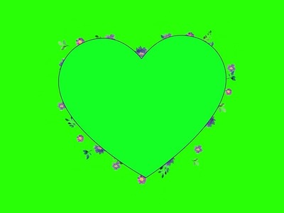 Love shape flowers frame background green screen animation free  4K