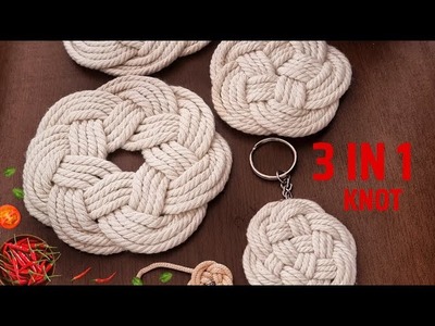Pastime Creation.How 1 knot turns into 3 styles, tea coaster easy diy tutorial