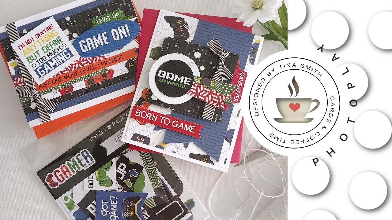 Patterned Paper Play | Two game cards with the 12x12 Gamer Collection by Photoplay Paper