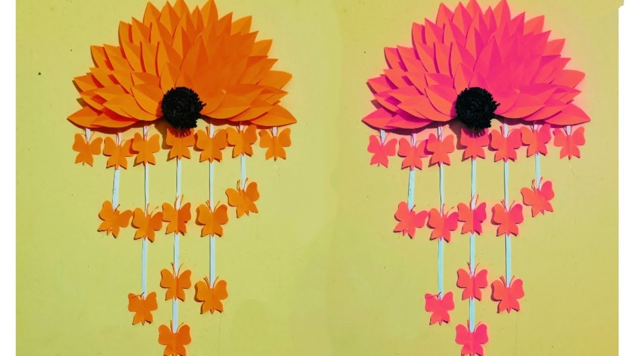 .Simple paper sunflower model wall hanging craft ideas.#papercraft#butterfly #paperwallhanging