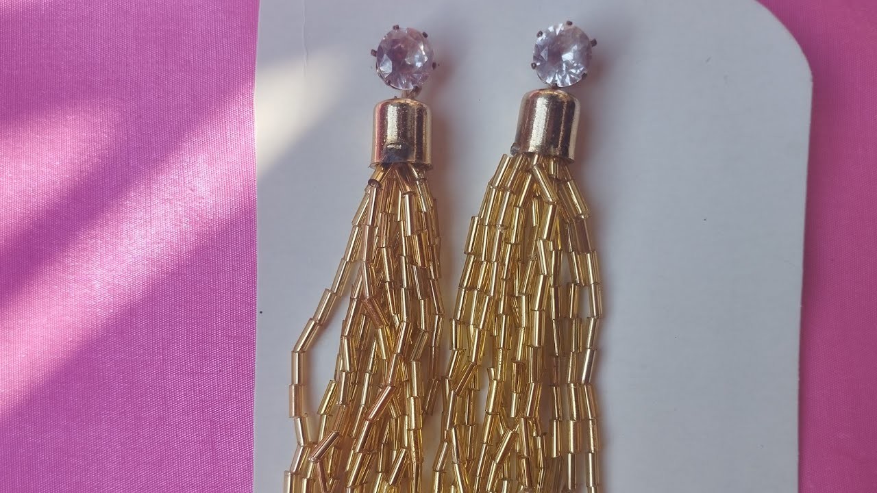 Stylish earrings for party weare| diy bead tassel earrings #2023 #diy #earingmaking