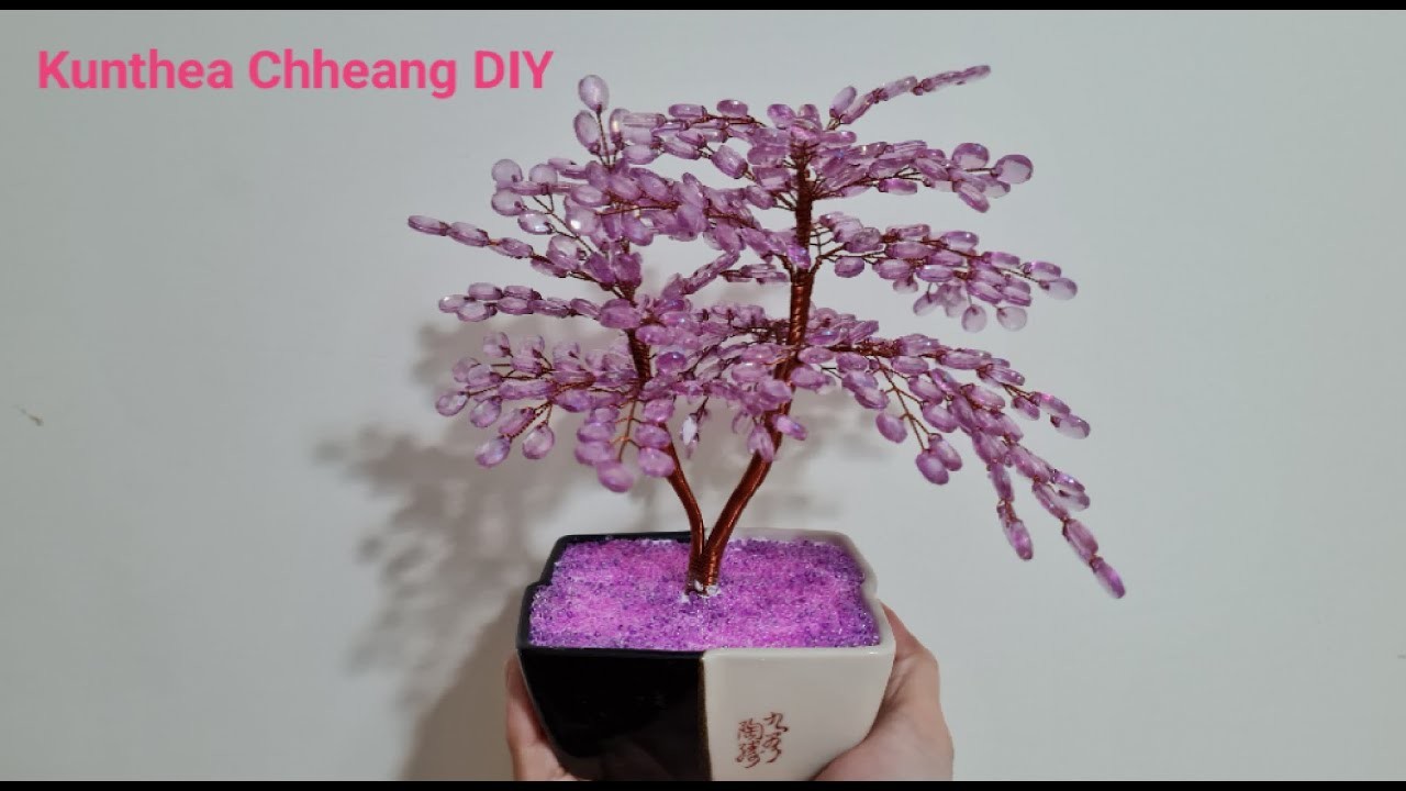 #tutorial how to make a small purple plants from rain drop seeds Eng Sub #diy #diycrafts