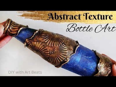 Unique Bottle Decoration. Abstract Textured Bottle Art. Mixed Media Bottle Art. Home decor