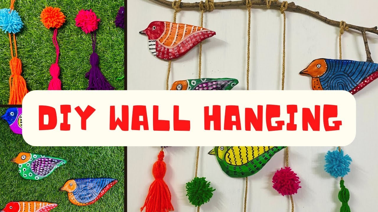 Wall hanging craft ideas.tribal wall hanging diy from wool and cardboard.home decorating ideas#diy