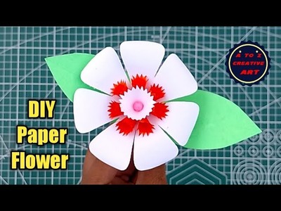 Beautiful Paper Flower Tutorial For Kids. Easy Paper Flower Decoration. DIY School Project Flower
