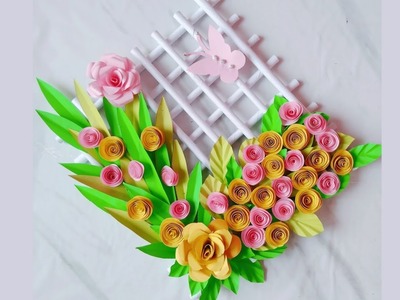 Beautiful wall hanging craft ideas.Easy paper flowers wallmate.Amazing wall decorating ideas