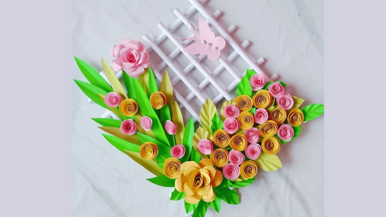 Beautiful wall hanging craft ideas.Easy paper flowers wallmate.Amazing wall decorating ideas