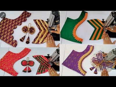 Blouse designs || 4 - Blouse designs in 1 video || blouse back neck design cutting and stitching