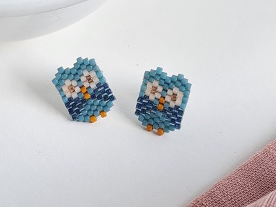 Brick Stitch Owl Studs