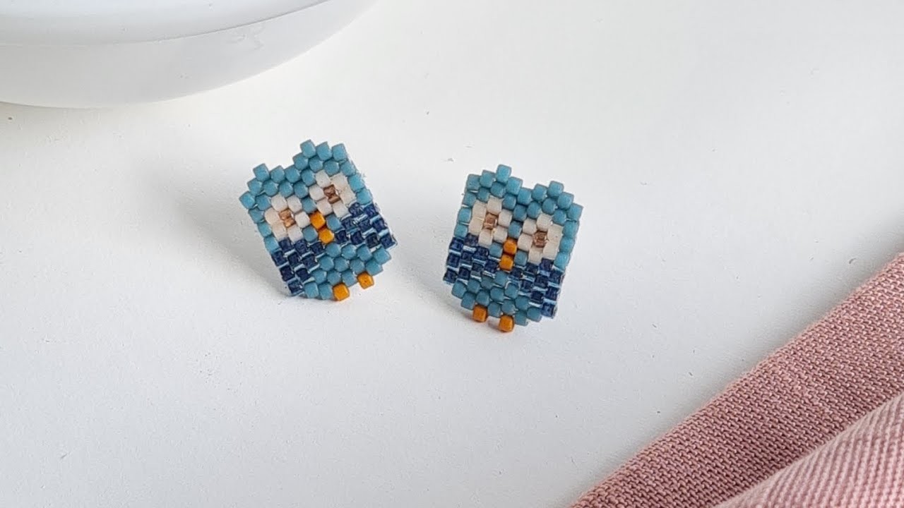 Brick Stitch Owl Studs