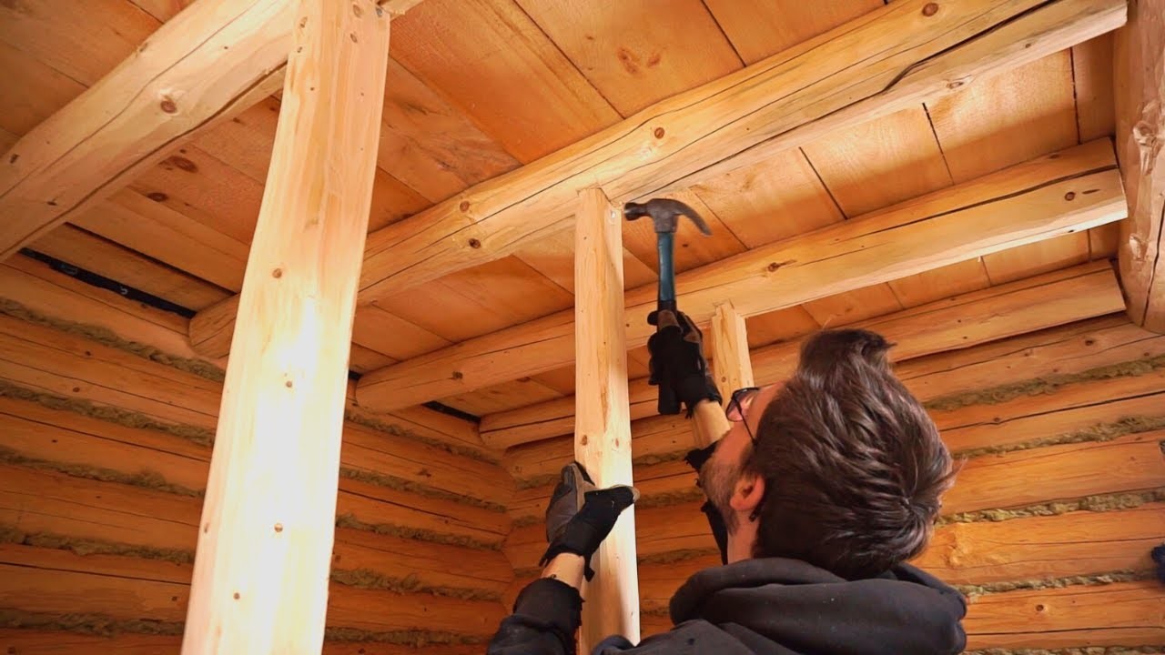 Building A Log Cabin | Ep. 49 | Winter cabin life is the best! Bathroom walls, DIY Bathtub