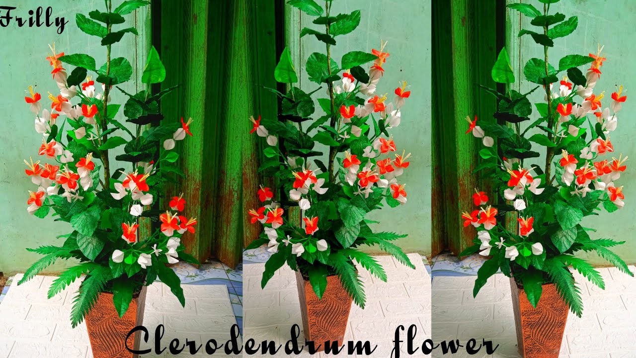Bunga nona makan sirih dari  plastik || Clerodendrum Flower Making With Plastic Carry Bag