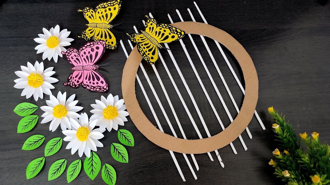 Butterfly wall hanging craft | Paper craft for home decor | Paper flower wall decor | Diy room decor