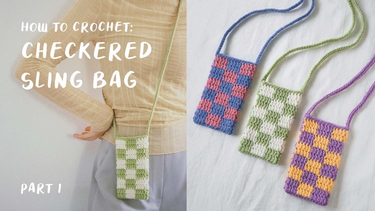 Checkered Sling Bag Crochet Tutorial (Part 1) | da-Mira