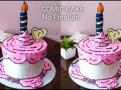 Comic Cartoon Cake with No Fondant | Comic Cake | Easy Cake Decoration | Kids Birthday Cake | M'Oven