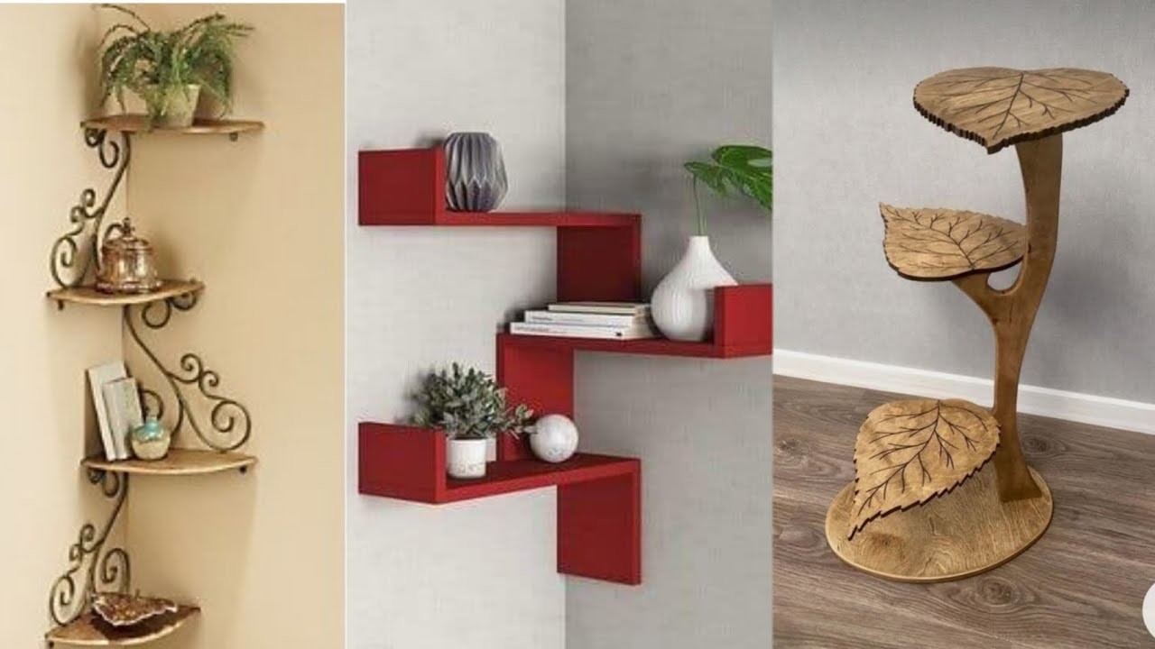 Corner shelf design iedeas, Corner book shelf iedea, diy corner shelf #homedecoration #cornershelf