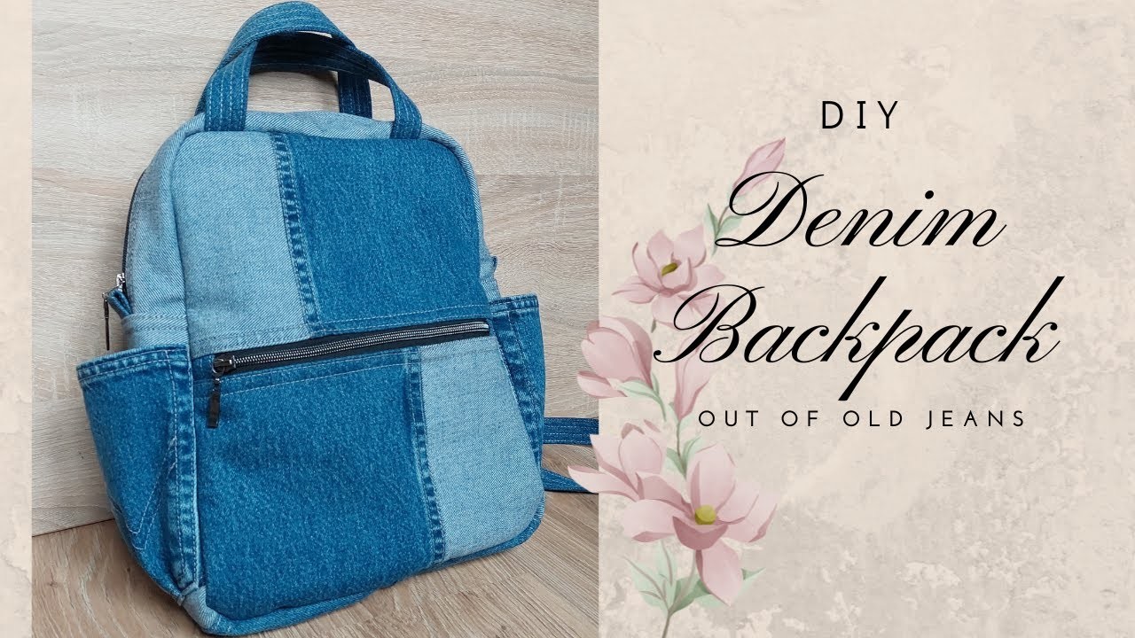 DIY Denim Backpack with zipper and pockets.Backpack sewing tutorial.How to sew Backpack.Rucksack