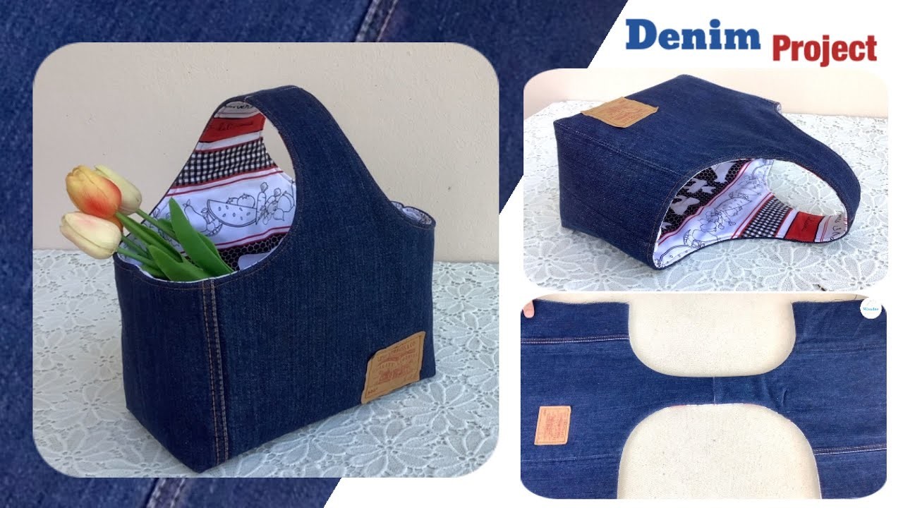 Diy one  handle tote bag tutorial, sewing diy one handbag patterns ,denim tote bag ideas