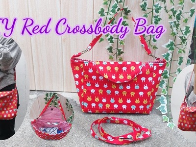 DIY Red Crossbody Bag. How to sew crossbody. sewing tutorial. How to make cute bag.