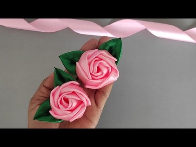 DIY Ribbon Flowers - How to Make Ribbon Roses - Amazing Ribbon Flower Trick - Easy Rose making