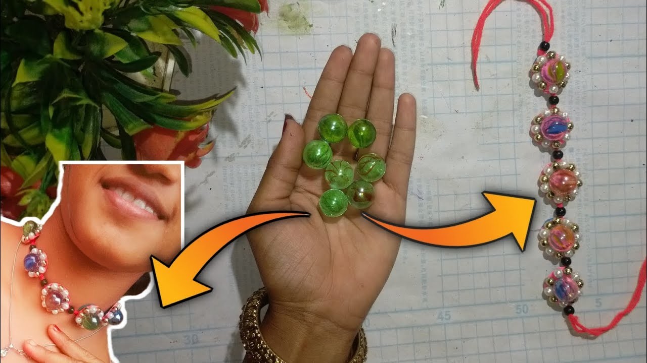 Diy waste marble craft.???? diy marble necklace. how to make necklace. new idea waste marble.