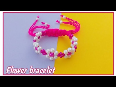 Flower bracelet making at home ||pearl Rakhi